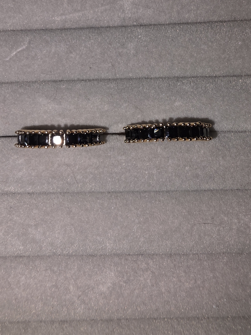 Gold Hoop Earrings with Black Stones